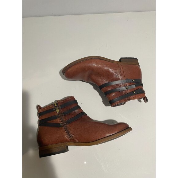 Franco Sarto Womens Brown Ankle Boots With Black Strap & Gold Zipper Size 6M - Picture 10 of 16